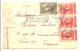 GRÈCE N° 556 + 559 BANDE 3EX SUR LETTRE PAR AVION DE SALONIQUE 1950 CENSURÉE - Marcofilie - EMA (Printer)