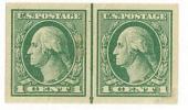 FILATELIA  - STATI UNITI - U.S. Stamp # 531 Unused MNH XF- CENTER LINE 1 Cent Green Washington. Umperf. NON DENTELLATO - Ungebraucht