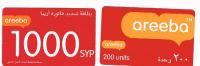 SIRIA  (SYRIA)  - AREEBA (GSM RECHARGE) -  RED (LOT OF 2 DIFFERENT)  -  USED - RIF. 850 - Syrie