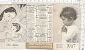 PO0721B# CALENDARIO 1967 - BAMBINO IN PREGHIERA - Centro Cappellani Del Lavoro - Petit Format : 1961-70