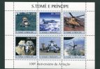 S.Tomé E Principe 2003.100 Aniversario Da Aviacao.MNH**.Helicopters.Helicopteres.Hubschrauber.Jet Aircrafts.Avions.Heli. - Hélicoptères