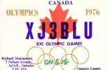 CARTE QSL CARD CQ 1976 RADIOAMATEUR HAM RADIO XJ-3 CANADA AJAX ONTARIO JEUX OLYMPIQUES OLYMPICS LOGO ERABLE MAPLE - Olympische Spelen