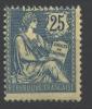 France - Frankreich 1902 Mouchon II 25 C Blue Hinge Remnant; Michel Nr. 105 - 1900-02 Mouchon