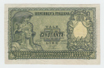 Italy 50 Lire 1951 VF++ CRISP Banknote P 91a 91 A - 50 Liras
