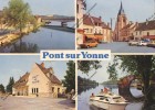 PONT SUR YONNE Yonne 89 : Diverses Vues Centre Ville Mairie Quais ( Auto Simca 1100 ) - Pont Sur Yonne
