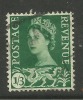 WALES GB 1958  1/-3d GREEN USED STAMP SG W5 (J278) - Wales