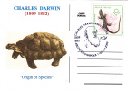 TORTUES,Charles Darwin,obliteration Concordante 2009,STUDY; "Origin Of Species" Postcard  Romania. - Tortues