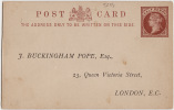 5254# GRANDE BRETAGNE ENTIER POSTAL VICTORIA REPIQUE BUCKINGHAM POPE LONDON 1895 ENTIRE POSTAL STATIONERY GANZSACHE - Stamped Stationery, Airletters & Aerogrammes