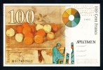 Carte Postale Billet  De "100 F  "   Specimen "   UNC - Fiktive & Specimen