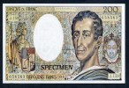 Carte Postale Billet  De "200 F  Montesquieu"   Specimen "   UNC - Fictifs & Spécimens