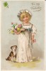 PFB Series #6199 Beautiful Girl Happy Valentines Day, On C1900s Vintage Postcard - Valentine's Day