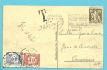 337  Op Kaart Stempel BLANKENBERGHE , Getaxeerd (TAXE) Met TX35+39 Met Stempel CARNIERES - 1932 Ceres E Mercurio