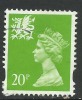 WALES GB 1996 QE2  20p BRIGHT GREEN USED STAMP SG W72 (J411) - Gales