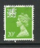 WALES GB 1996 QE2  20p BRIGHT GREEN USED STAMP SG W72 (J408) - Wales