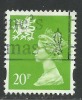 WALES GB 1996 QE2  20p BRIGHT GREEN USED STAMP SG W72 (J401) - Wales