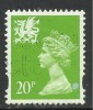 WALES GB 1996 QE2  20p BRIGHT GREEN USED STAMP SG W72 (J399) - Galles