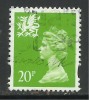 WALES GB 1996 QE2  20p BRIGHT GREEN USED STAMP SG W72 (J398) - Wales