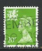 WALES GB 1996 QE2  20p BRIGHT GREEN USED STAMP SG W72 (J397) - Wales