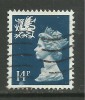 WALES GB 1988 QE 14p DEEP BLUE USED STAMP SG W40.(J322) - Gales