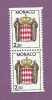 MONACO TIMBRE N° 1613A NEUF SANS CHARNIERE ARMOIRIES PAIRE VERTICALE - Carnets