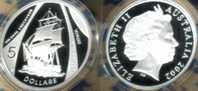 AUSTRALIA $5 JAMES COOK  SHIP ENDEAVOUR  MASTERPIECES IN SILVER 2002 PROOF READ DESCRIPTION CAREFULLY!! - Ongebruikte Sets & Proefsets