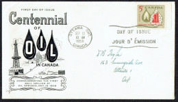 1959   Oil Industry Centennial Rose Craft  Cachet Unaddressed  Sc 381 - 1952-1960