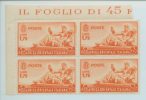 1938 AFRICA ORIENTALE ITALIANA   £ 1,75  IN QUARTINA SASSONE N° 14 ** MNH - Italian Eastern Africa