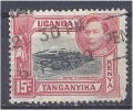 KUT 1938 George VI  Mount Kilimanjaro 15c. Black And Red FU - Kenya, Uganda & Tanganyika