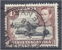KUT 1938 George VI Lake Naivasha 1s. Black And Brown FU - Kenya, Uganda & Tanganyika