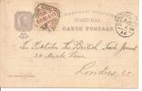 N° 125 LISBOA        Vers   LONDON       Le    09 NOVEMBRE 1898 - Cartas & Documentos