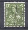 KUT 1960 Queen Elizabeth - Cotton - 10c. Green FU - Kenya, Uganda & Tanganyika