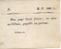 BON POUR 100FR .ORLEANS 1825 . PARCHEMIN - Buoni & Necessità