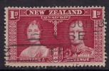 NEW ZEALAND 1937 KGV1  1d CARMINE USED CORONATION STAMP SG 599.(B196) - Oblitérés