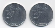 ITALIA MONETE DA 100 LIRE MINERVA 1°  1965 E 1966 - 100 Liras