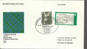 CC PRIMER VUELO  FRANKFURT BARCELONA 1977 MAT ESPECIAL AL DORSO MAT RODILLO BARCELONA - Storia Postale