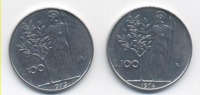 ITALIA MONETE DA 100 LIRE MINERVA 1°  1974 E 1975 - 100 Liras