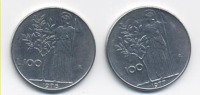 ITALIA MONETE DA 100 LIRE MINERVA 1°  1976 E 1977 - 100 Lire