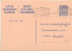 Belgique Avis De Changement D'adresse N° 21 I FN Obl. - Adreswijziging