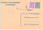 Belgique Avis De Changement D'adresse N° 25 III F Obl. - Adreswijziging