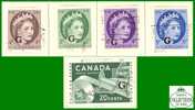 Canada,  Set Of Overprinted 'G' # O40 To O45  - Scott - Unitrade - Definitives Dated 1955-56 - Used Stamps