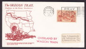 United States The Oregon Trail Cachet INDEPENDENCE Mo. 1959 Cover Red Line OVERLAND BY WAGON TRAIN Cds. McLoughlin & Lee - Lettres & Documents