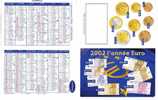 CALENDRIER 2002 - L´ANNEE DE L´EURO - LABORATOIRES PAUL HARTMANN - PIECES - BILLETS - EURO - CONVERSION EN FRANCS - Petit Format : ...-1900