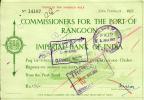 Commissioners For The Port Of Rangoon - Imperial Bank Of India - BURMA 1951 - 52! - Myanmar (Birma 1948-...)
