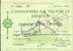 Commissioners For The Port Of Rangoon - Imperial Bank Of India - BURMA 1951 - 52! - Myanmar (Birmanie 1948-...)