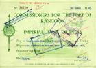 Commissioners For The Port Of Rangoon - Imperial Bank Of India - BURMA 1951 - 52! - Bank & Insurance