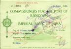 Commissioners For The Port Of Rangoon - Imperial Bank Of India - BURMA 1951 - 52! - Bank & Insurance