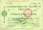 Commissioners For The Port Of Rangoon - Imperial Bank Of India - BURMA 1951 - 52! - Banque & Assurance