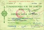 Commissioners For The Port Of Rangoon - Imperial Bank Of India - BURMA 1951 - 52! - Bank & Insurance