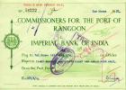 Commissioners For The Port Of Rangoon - Imperial Bank Of India - BURMA 1951 - 52! - Bank & Insurance