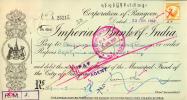 Corporation Of Rangoon - Imperial Bank Of India, BURMA 1952, With Stamp! - Myanmar (Burma 1948-...)